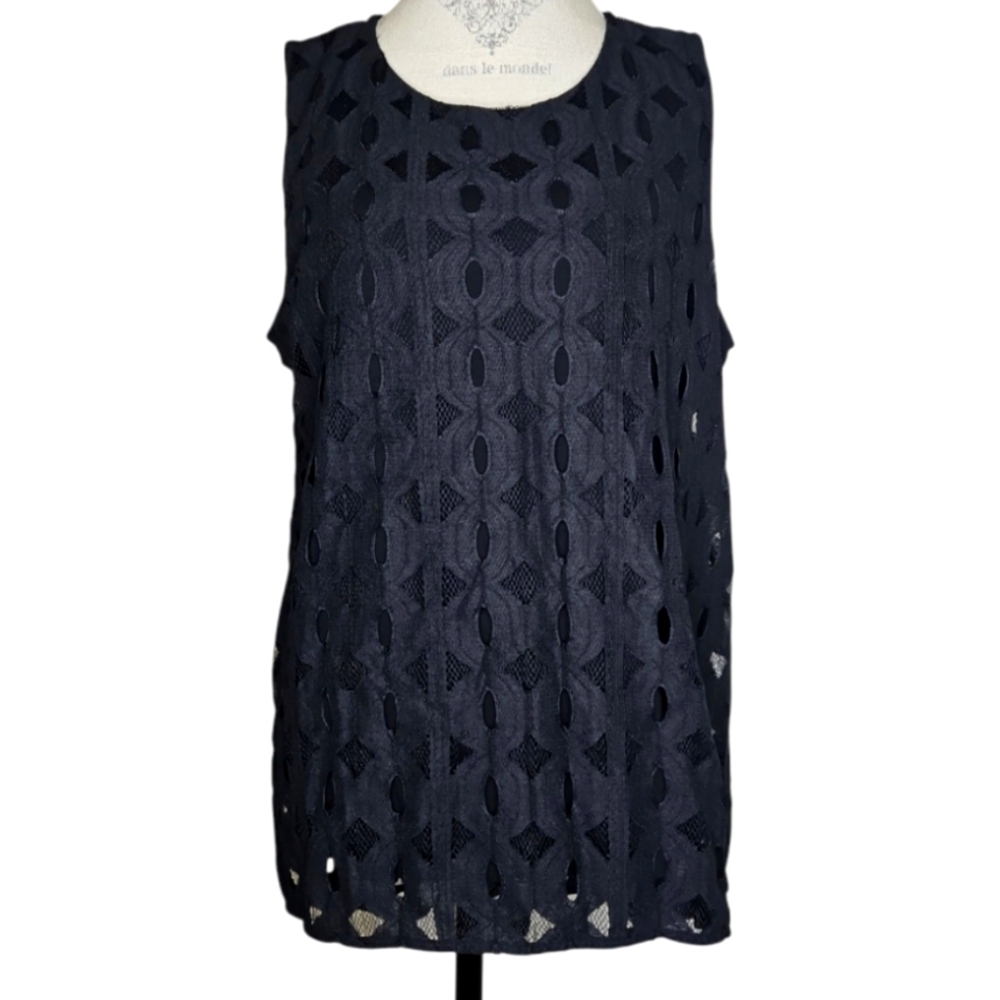 Vince Camuto Black Lace High Low Modern Top Size XL
